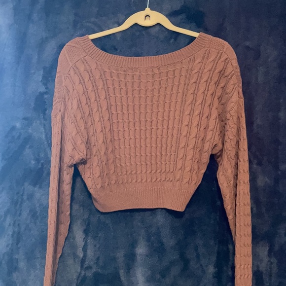 Tilly’s XS cropped brown long sleeve sweater - Picture 2 of 3